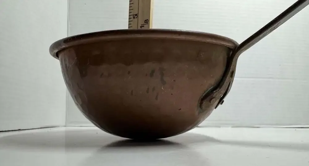 Antique Primitive Hand-Hammered Copper Ladle with Forged Iron Handle
